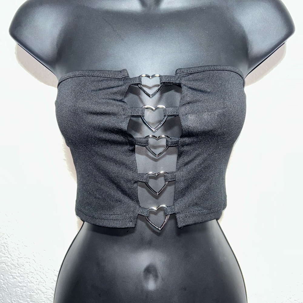 Black Heart Cutout Tube Top